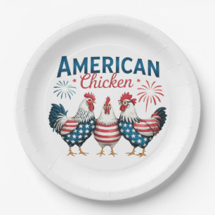Prato De Papel 4 de julho Galinha Americana Patriótica-62987