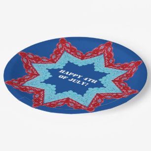 Prato De Papel 4 de julho Lace Red White Paper Plates