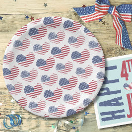 Prato De Papel 4 de julho Partido Patriótico Bandeira Americana