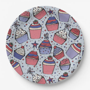 Prato De Papel 4 de julho, Red White e Blue Patriotic Cupcakes