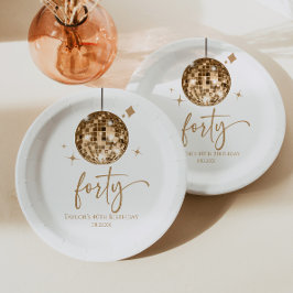 Prato De Papel 4Dourado Partido aniversário de 40 anos de Bola Di
