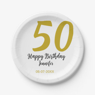 Prato De Papel 50º aniversário adicionar nome data ano modelo neg