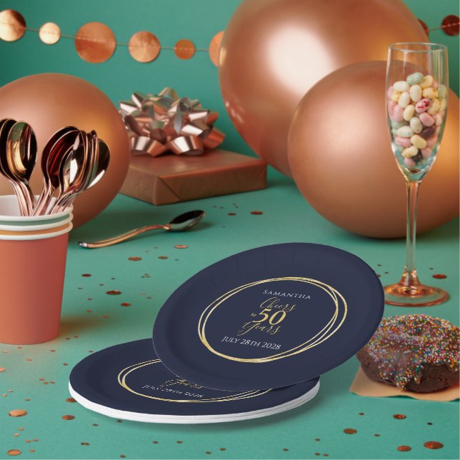 Prato De Papel 50º Aniversário Anima 50 Anos de Festa Dourada Mar (Múltiplo)