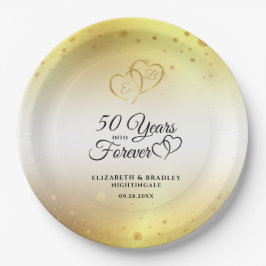 Prato De Papel 50º aniversário Dourados Corações 50 ANOS EM SEMPR
