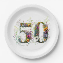 50º Aniversário Texto decorativo de Flor Selvagem