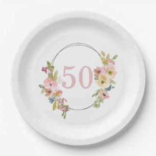 Prato De Papel 50º Boho Floral Watercolor Geométrico