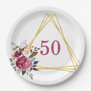 Prato De Papel 50º Boho - Geométrica Floral