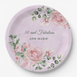 Prato De Papel 50º e Rosa fabuloso