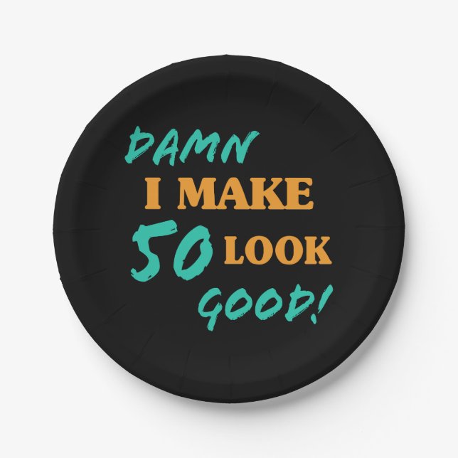 Prato De Papel 50.º Atitude de Aniversário Sarcástico (Frente)