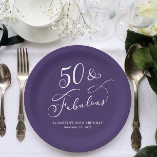 Prato De Papel 50 Aniversário Fantástico Roxo