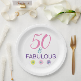 Prato De Papel 50 e Fabuloso Aniversário Divertido de 50 anos
