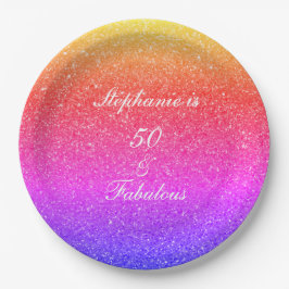 Prato De Papel 50 E Fabuloso Branca De Brilho Púrpura De Aniversá