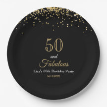 50 e Fabuloso Glitter Dourado e Preto Aniversário