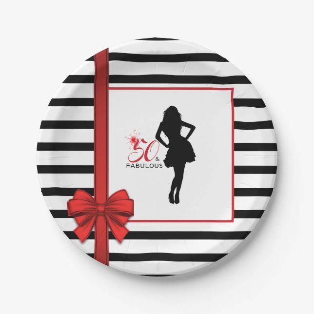 Prato De Papel 50 e FABULOUS 50. º Aniversário da Placa de Papel  (Frente)