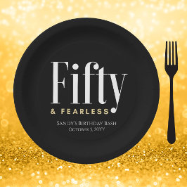 Prato De Papel 50 e imbecil, Elegante moderno preto, personalizad