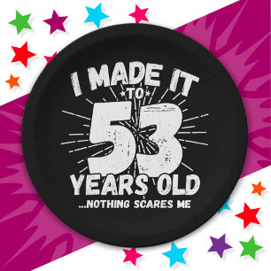 Prato De Papel 53 Anos Sarcástico Meme Engraçado 53º Aniversário