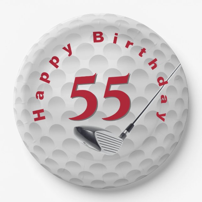 Prato De Papel 55.º Aniversário - Folha de Design de Golfe (Frente)