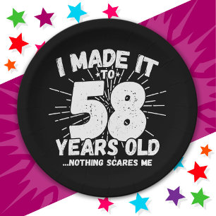 Prato De Papel 58 anos Sarcástico Meme Engraçado 58º aniversário