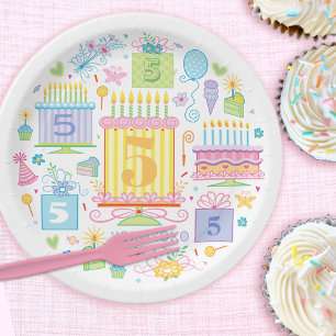 Prato De Papel 5 Birthday Whimsical Girly