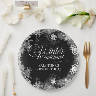 Prato De Papel 60º aniversário do inverno Wonderland Snowflake Fa