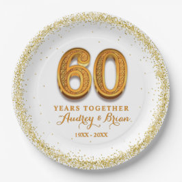 Prato De Papel 60º Aniversário Personalizado