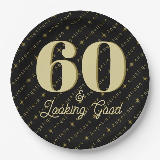 Prato De Papel 60 e bom aniversário (Frente)