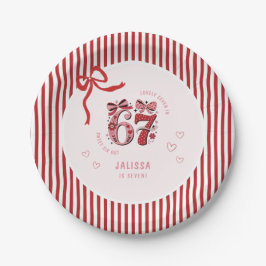 Prato De Papel 6 7 Birthday for Girls, Pink Kids 7th Birthday