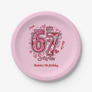 Prato De Papel 6 7 Six Seven Meme Trend Pink Girls 7th Birthday