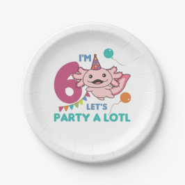 Prato De Papel 6 Birthday Axolotl, 6 anos, Sweet Axolotls S