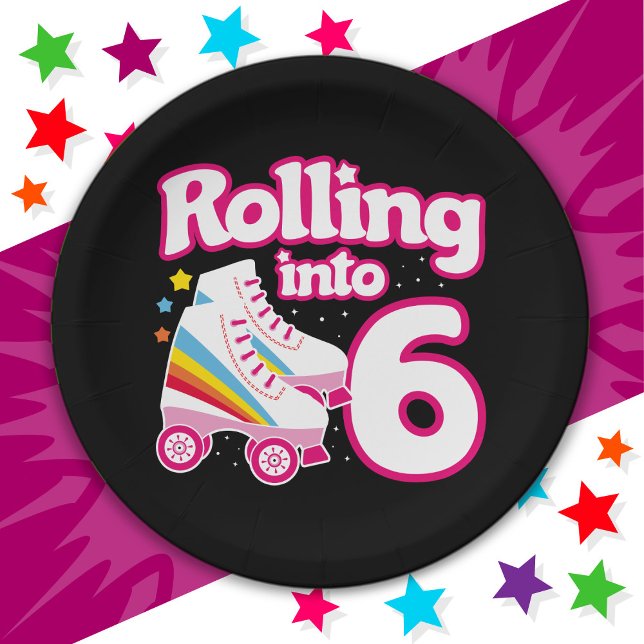 Prato De Papel 6 Birthday Roller Skling 6 Anos Skate (Criador carregado)