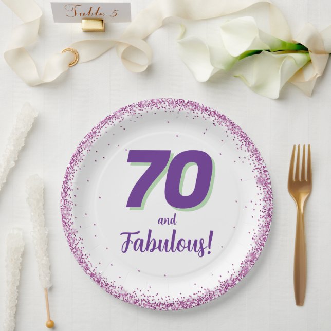 Prato De Papel 70º Aniversário ou Qualquer Idade (Casamento)