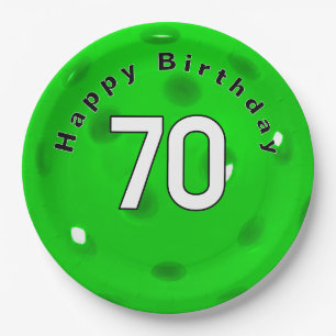 Prato De Papel 70 Birthday Neon Green Pickleball