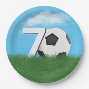 Prato De Papel 70 Birthday Soccer Ball in Green Grass