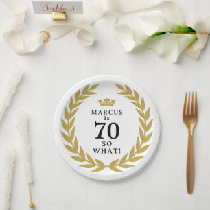 Prato De Papel 70 Então, que engraçado Laurel Wreath Crown 70 Ani