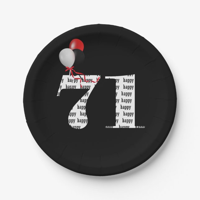 Prato De Papel 71 Balões de festa de aniversário (Frente)