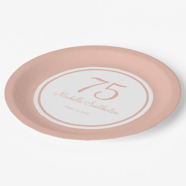 Prato De Papel 75.º Aniversário do Púrpura Branco (Inclinado)