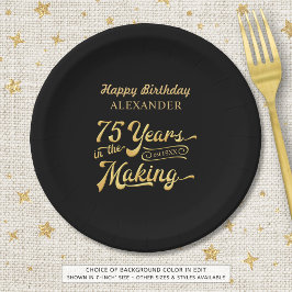 Prato De Papel 75. º aniversário Foto retrô-imagem de preto Doura