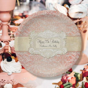 Prato De Papel 75.a Festa de aniversário Vintage França Regency L