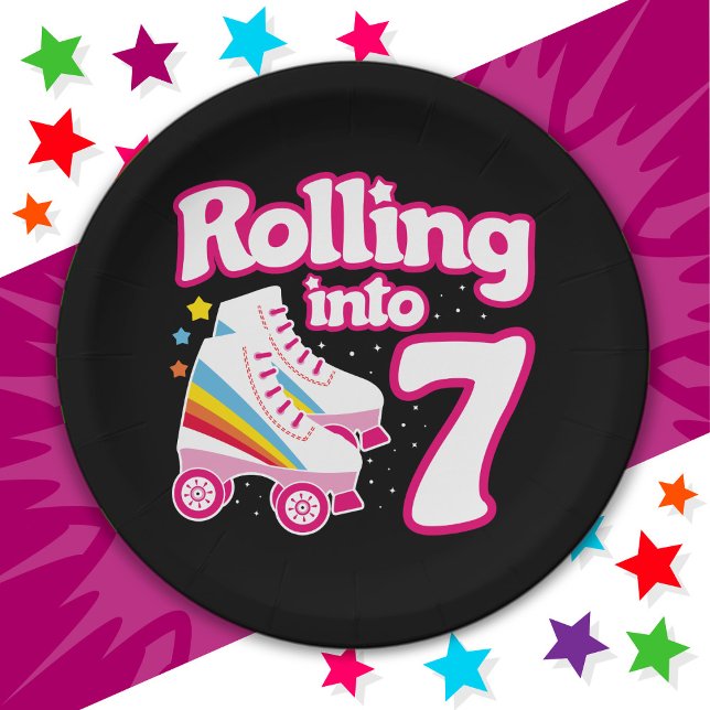 Prato De Papel 7 Birthday Roller Skling 7 Anos Skate (Criador carregado)