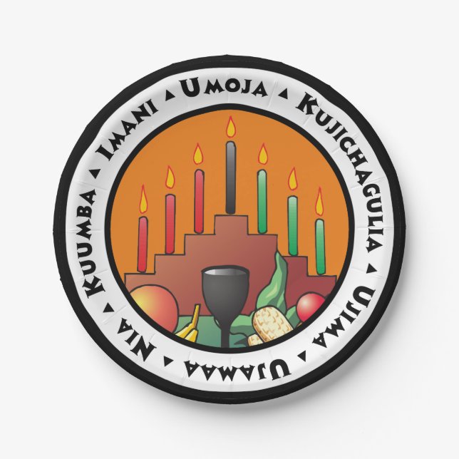 Prato De Papel 7 Princípios de Kwanzaa (Frente)