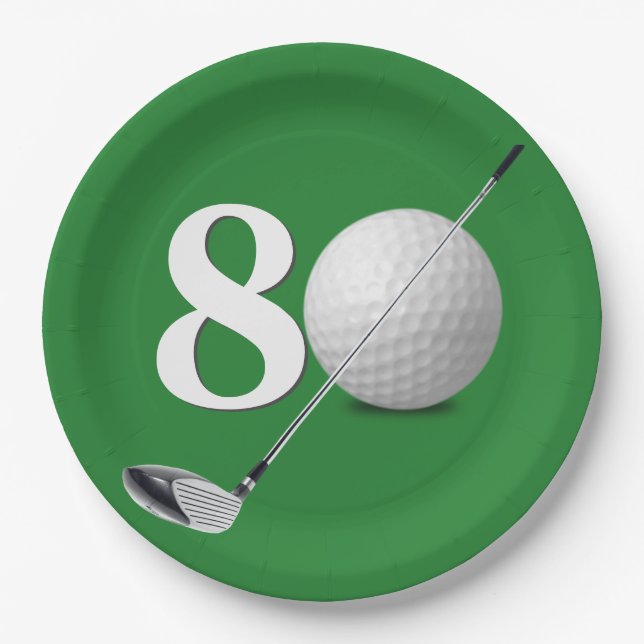 Prato De Papel 80 Birthday Golf Ball And Club (Frente)