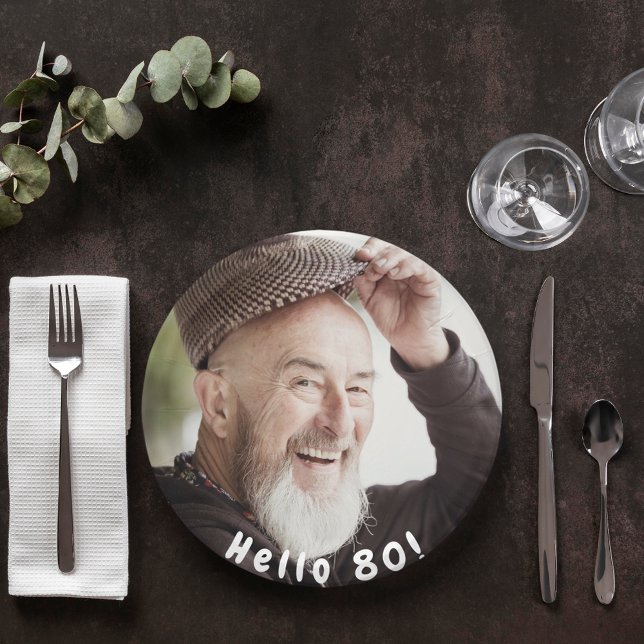 Prato De Papel 80 foto de aniversário alô 80 homens caras (Criador carregado)