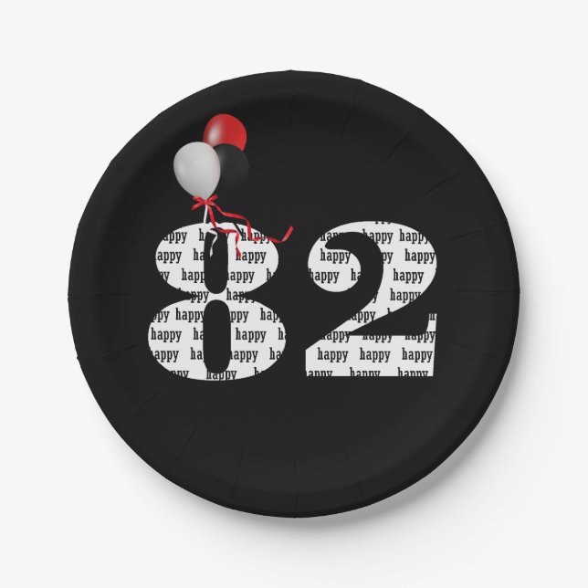 Prato De Papel 82º balões de festa de aniversário (Frente)