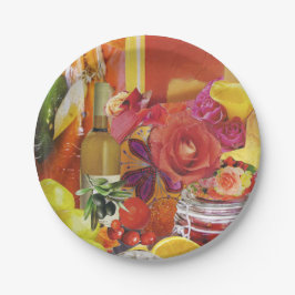 Prato De Papel 8 Chapas de papel em forma de salada com laranja e