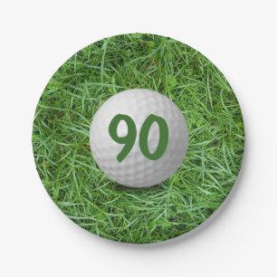 Prato De Papel 90 Birthday Golf Ball on Grass Paper Plate