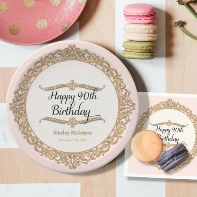 Prato De Papel 90 Happy Birthday Party Celebração Decor (Criador carregado)