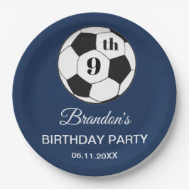 Prato De Papel 9th Birthday Party Soccer Blue Boys Sports