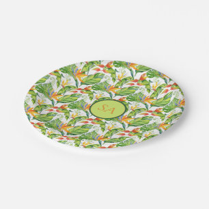 Prato De Papel A aguarela Monstera tropical sae Monogrammed