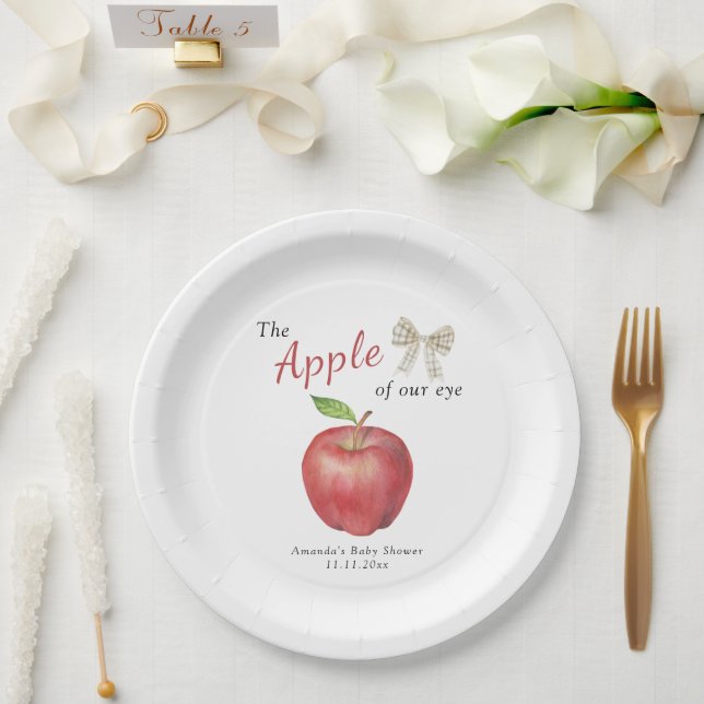 Prato De Papel A Apple do nosso Chá de fraldas (Casamento)