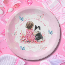 Prato De Papel A Baby Girl and her Dog  Baby Shower 